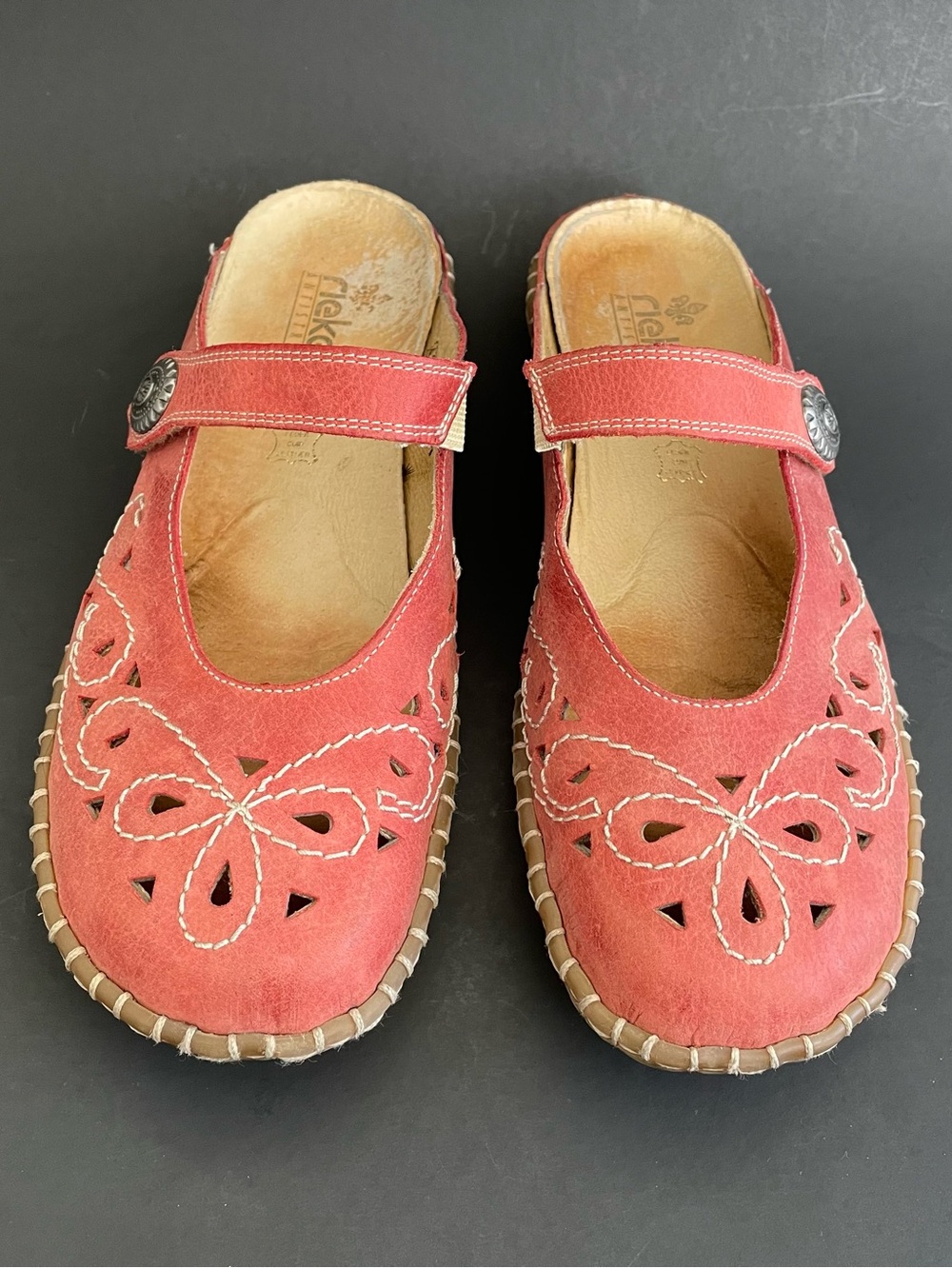 Rieker Antistress Red Mary Jane Women’s slip-in shoes EU40 Adjustable Straps